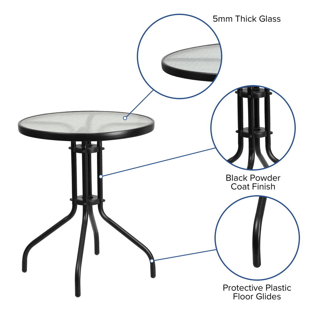 Round Tempered Glass Metal Table W484403