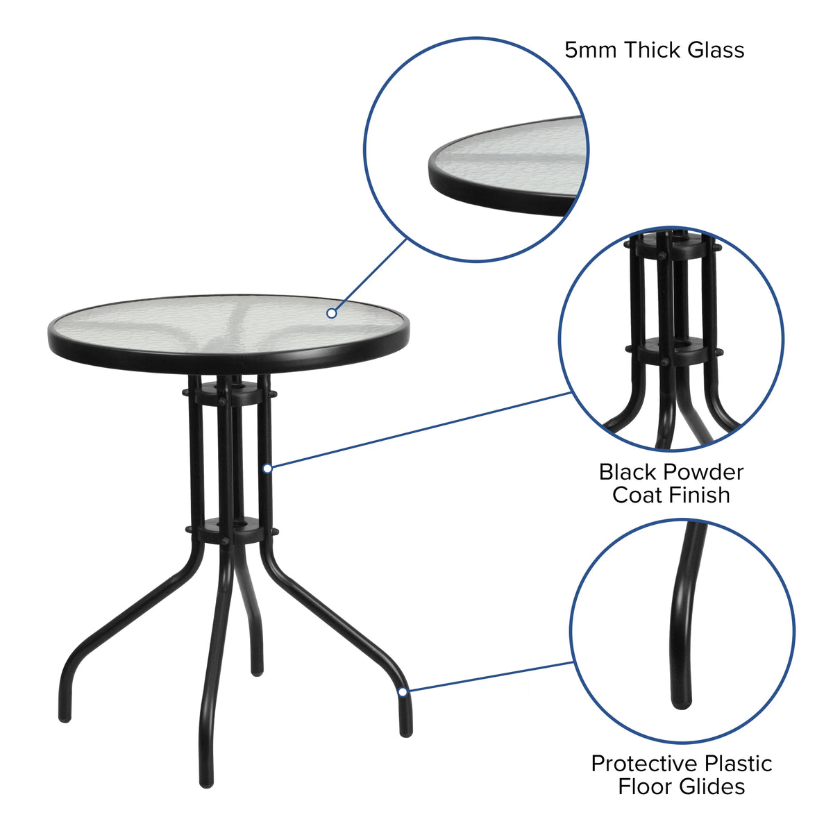 Round Tempered Glass Metal Table W484403