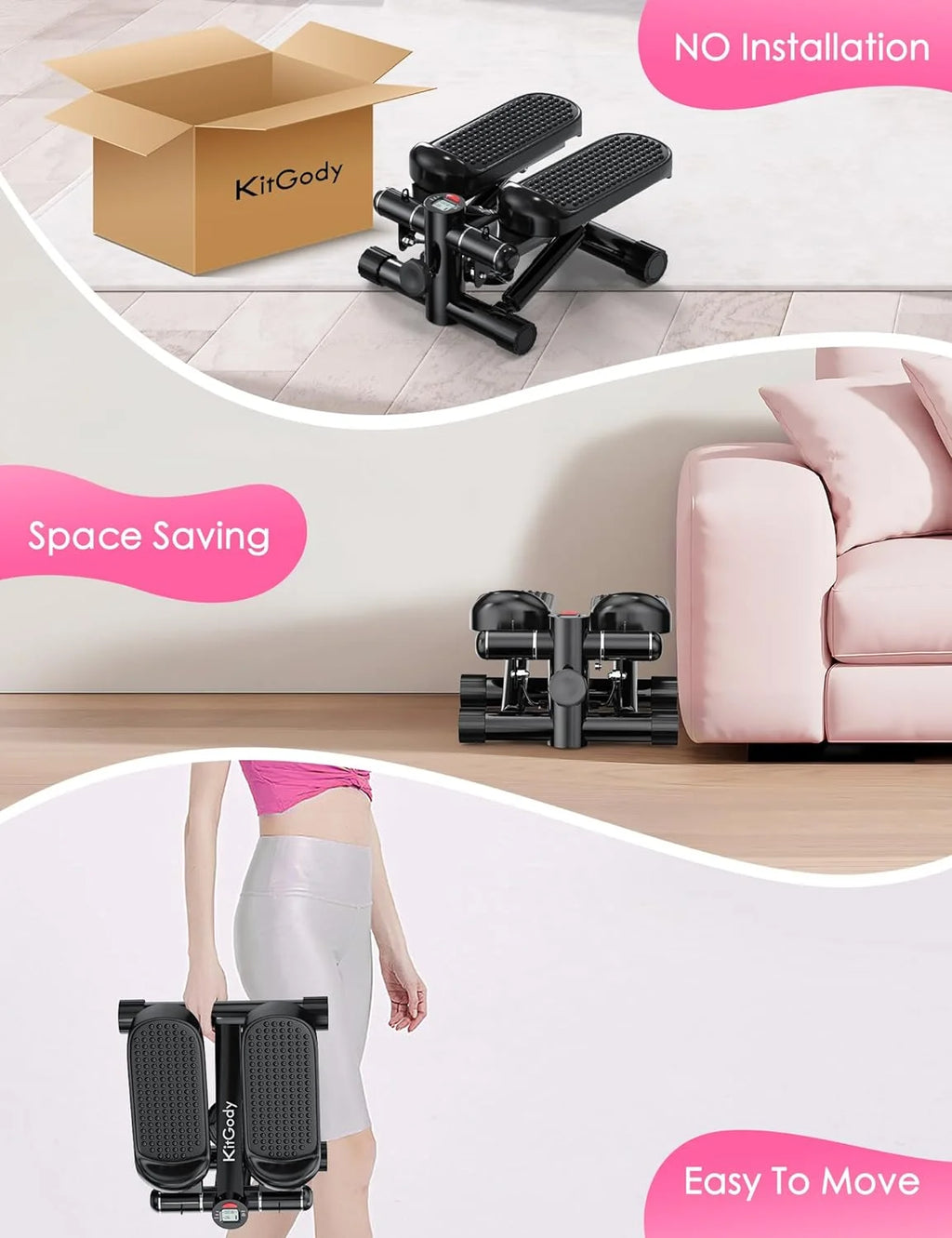 Stair Stepper with Resistance Bands and Digital Monitor X9792