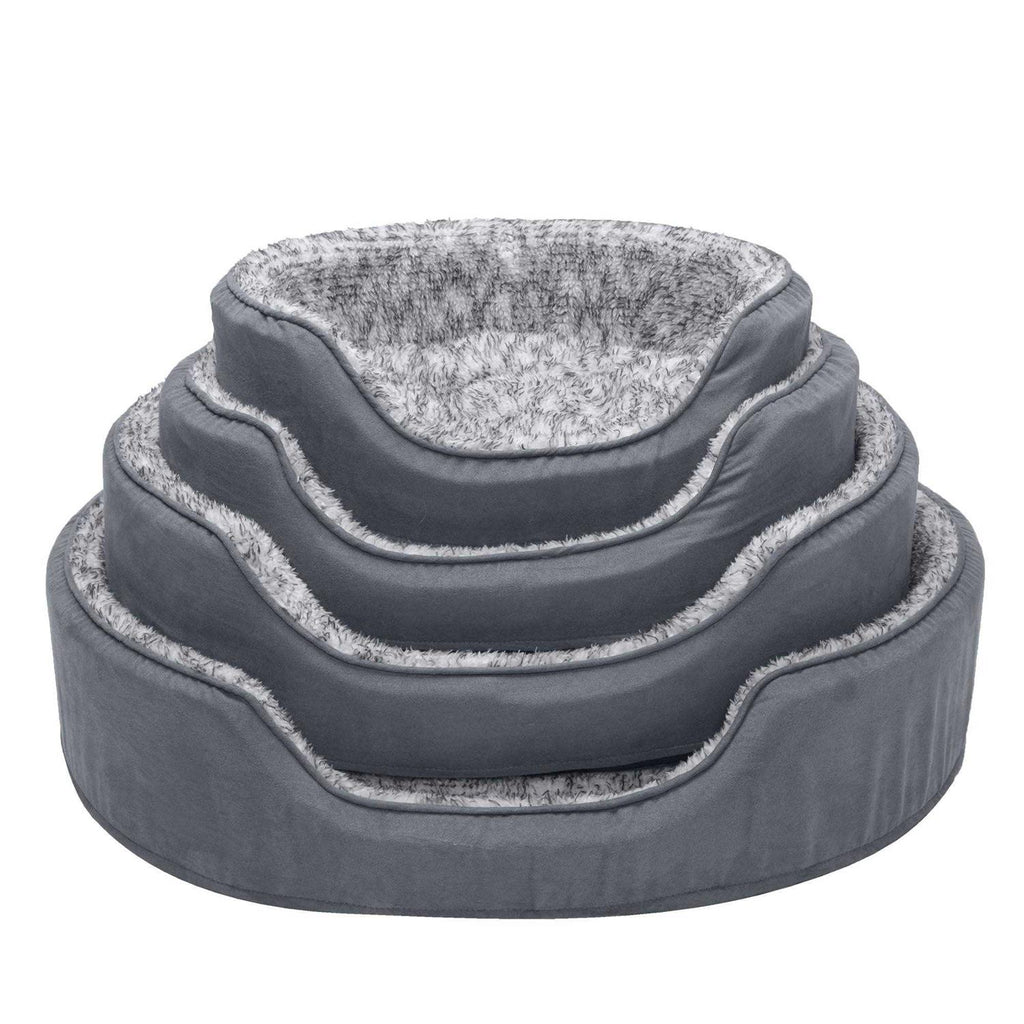 Two-Tone Fur & Suede Oval Dog Bed U8228