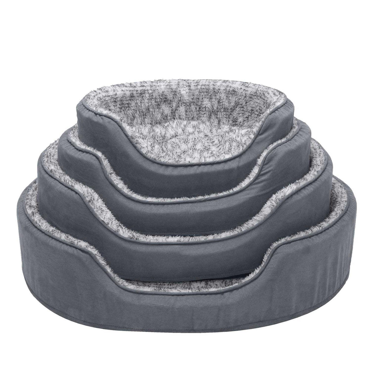 Two-Tone Fur & Suede Oval Dog Bed U8228