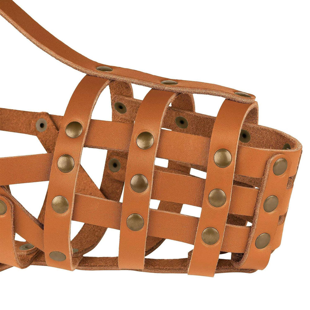 Leather Dog Muzzle Adjustable Breathable Medium Large Breeds Y144928