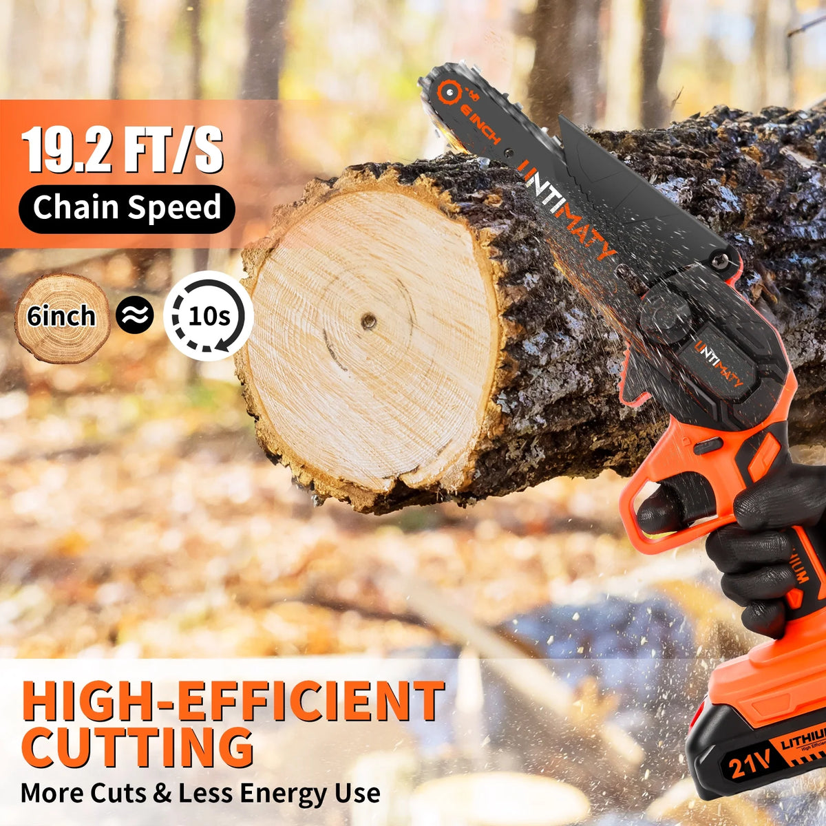6 Inch Cordless Mini Chainsaw with 2 Batteries 2 Chains F4593