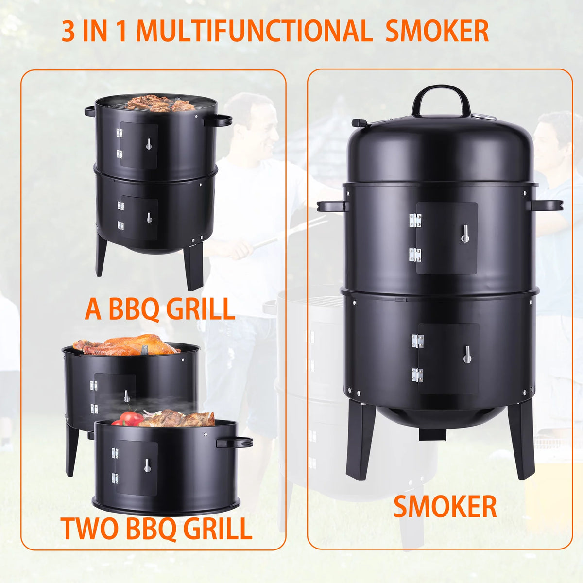 Portable Charcoal Smoker Grill O259