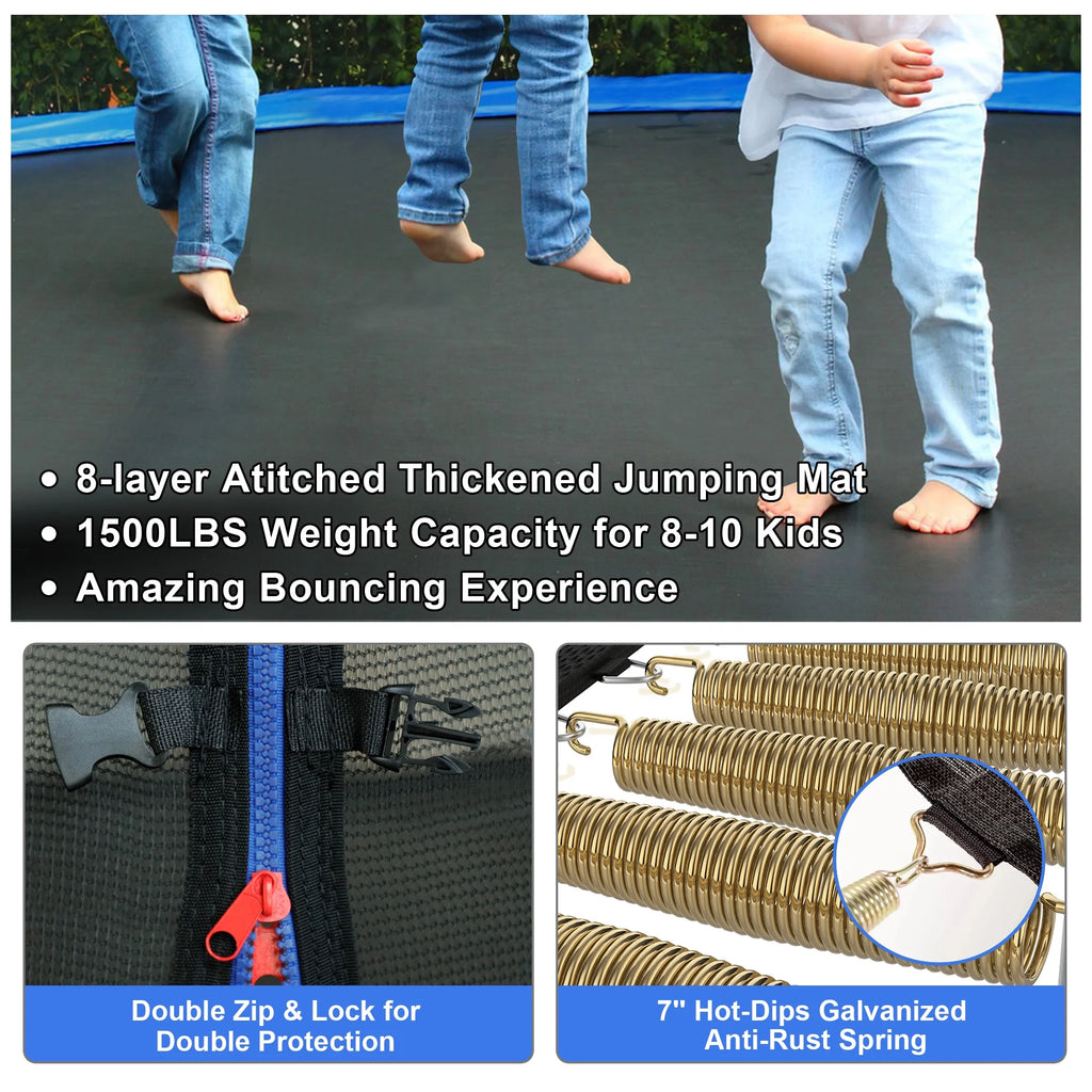 16FT 1500LBS Trampoline with Enclosure and Basketball Hoop X3074