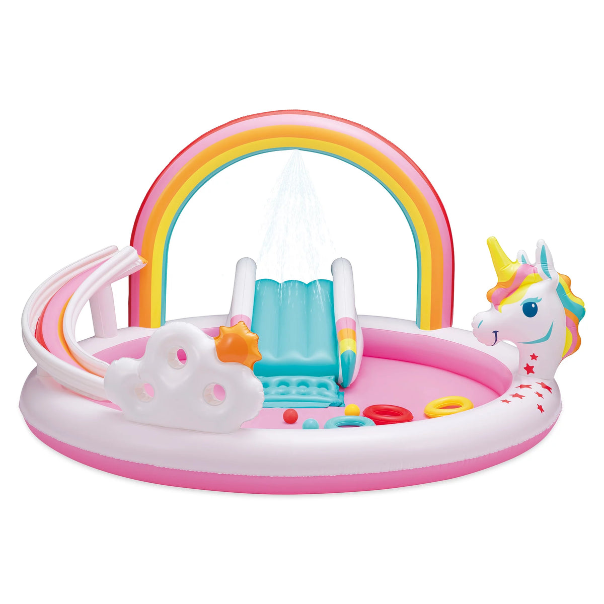 Rainbow Unicorn Kids Splash Pool with Sprinkler F50619