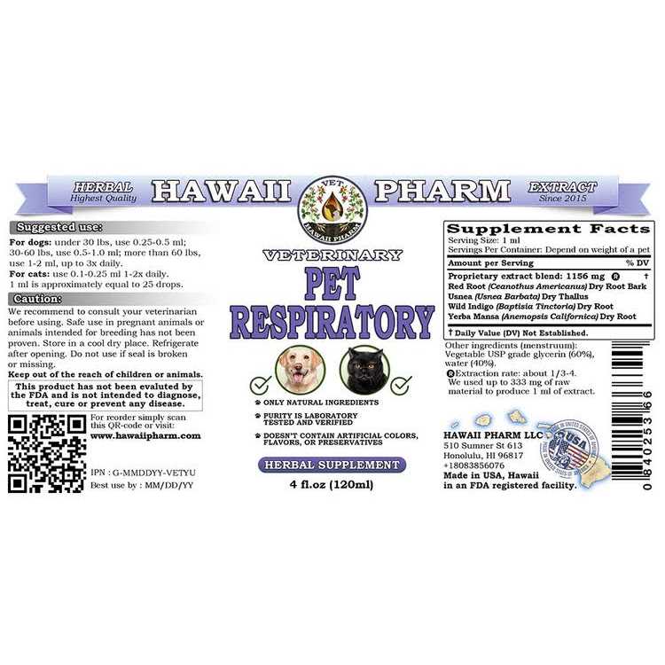 Pet Respiratory Veterinary Natural Alcohol-Free Liquid Extract R6186