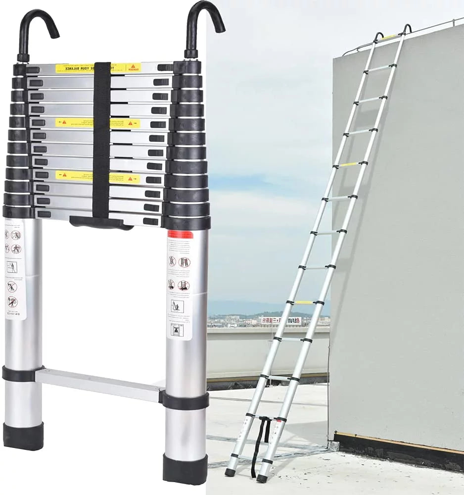 16.5Ft Aluminum Telescoping Ladder with 2 Hooks C2196