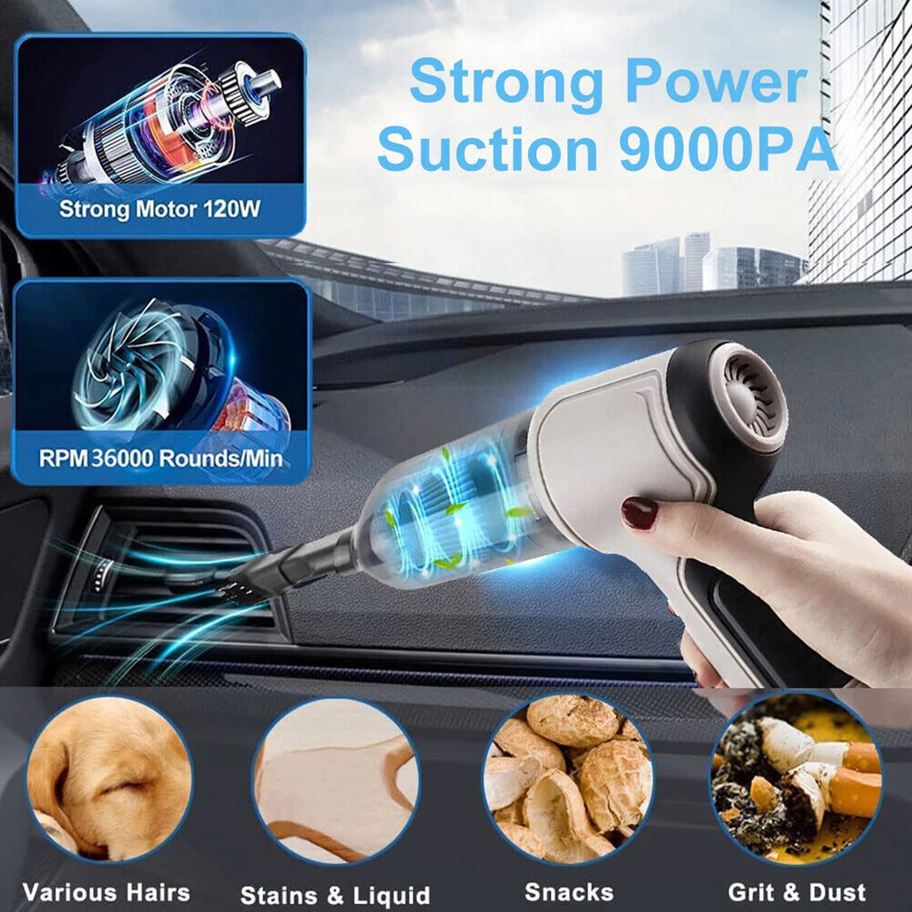 9000Pa 120W Wet and Dry Handheld Car Vacuum Cleaner B389