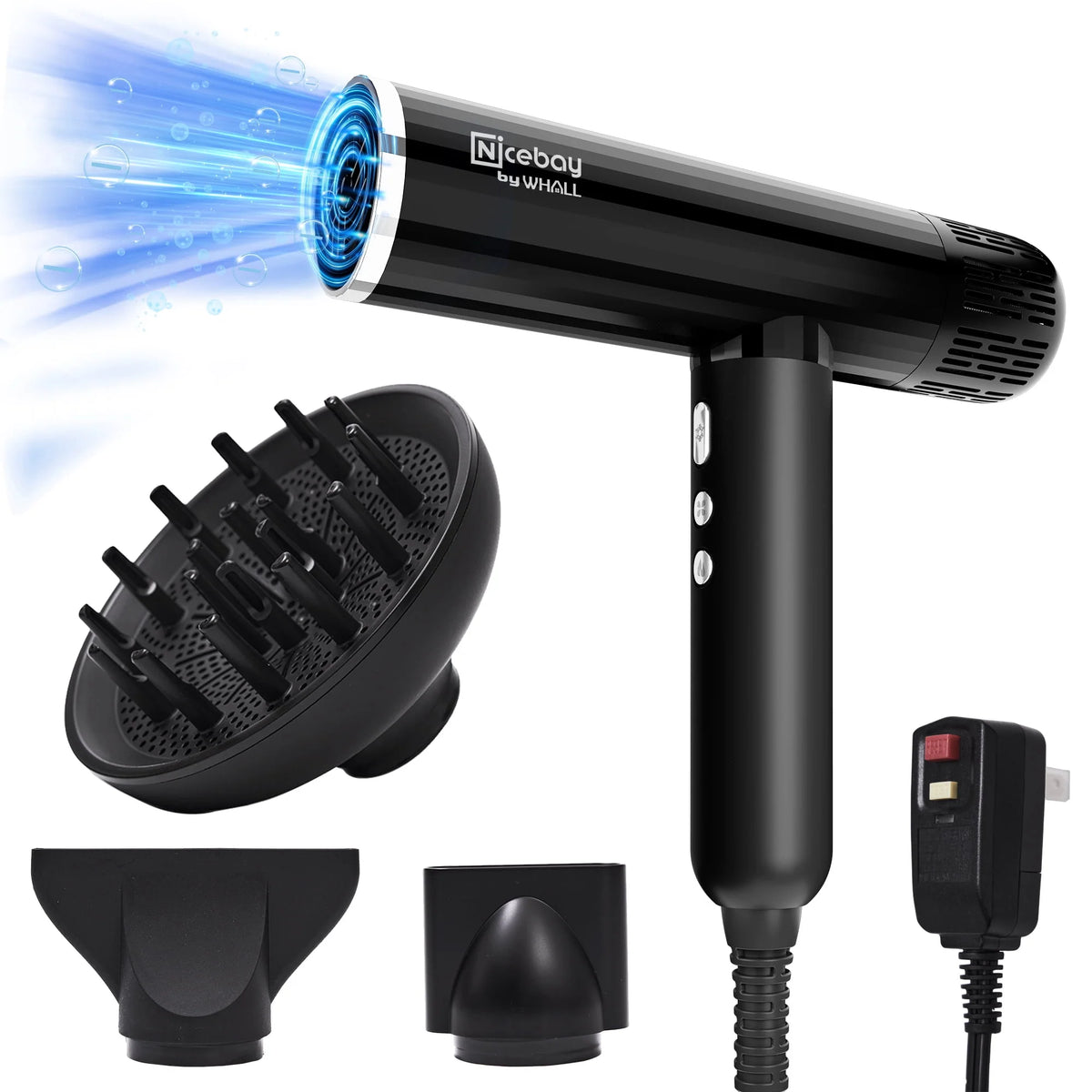 Black 1600W High-Speed Ionic Hair Dryer T820