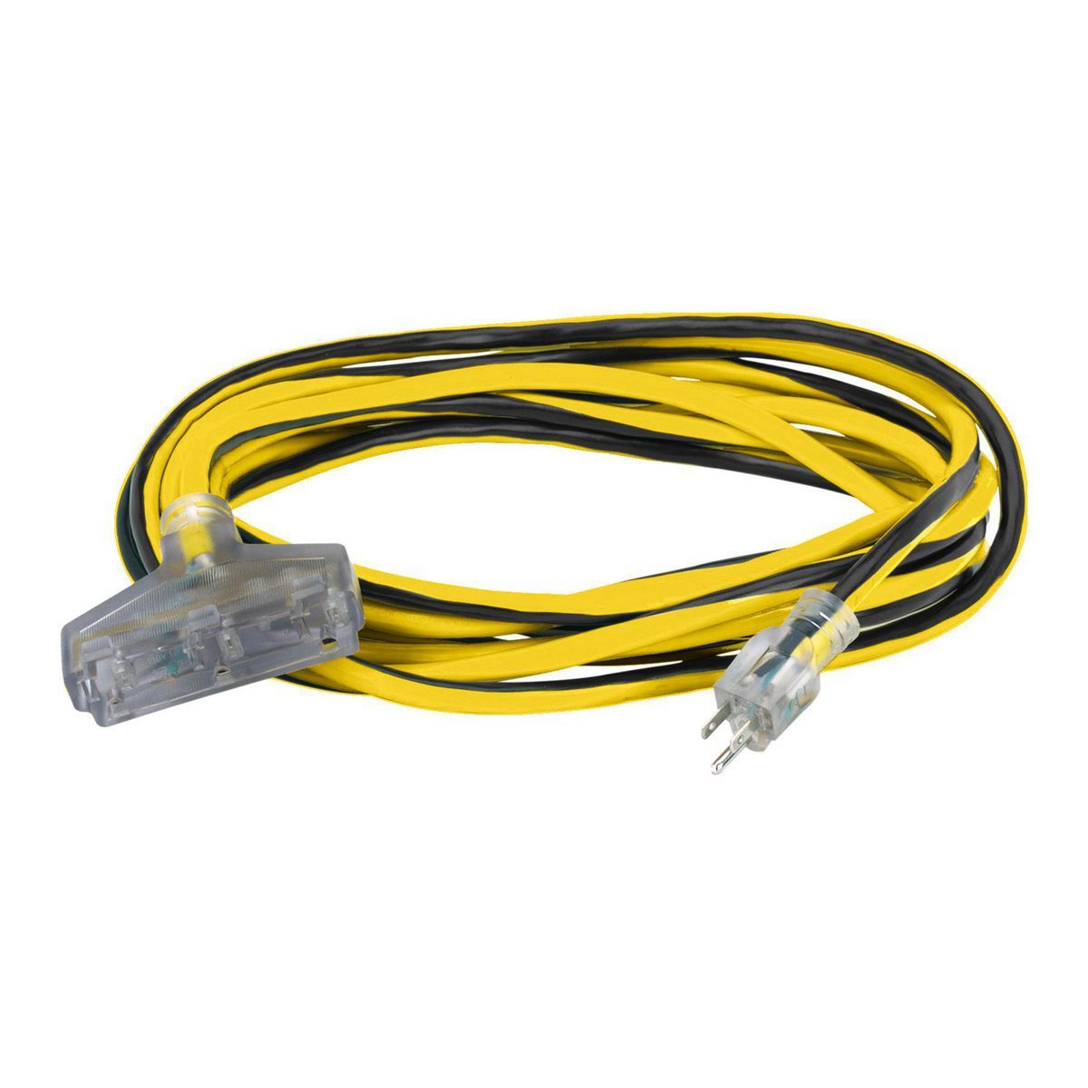 25 ft. 12/3 Gauge Multiple Outlet Extension Cord with Indicator Light, Yellow, Black W1806
