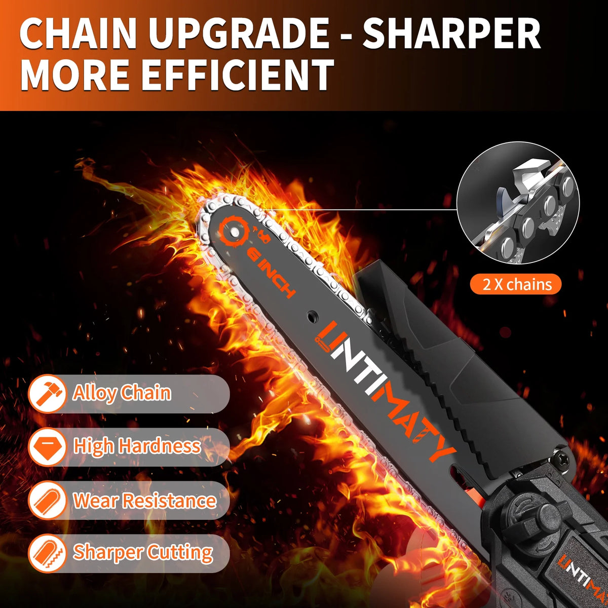 6 Inch Cordless Mini Chainsaw with 2 Batteries 2 Chains F4593