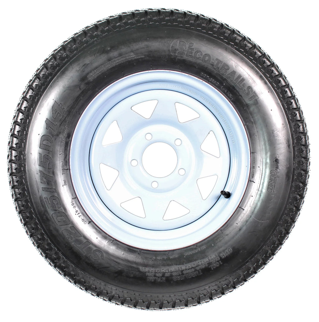 2-Pk Trailer Tire On Rim ST205/75D14 LRC 5 Hole White Spoke Wheel I85104